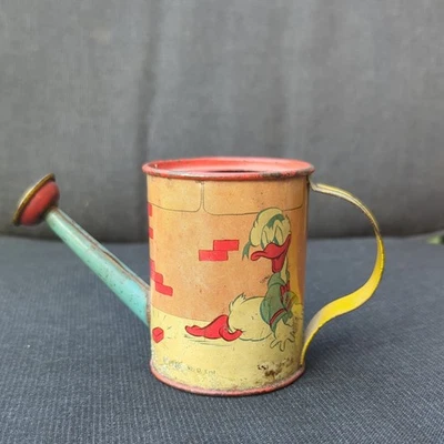 复古 OHIO ART Tin Litho 1938 迪士尼唐老鸭玩具浇水喷雾罐  — 第 1/4 张图片