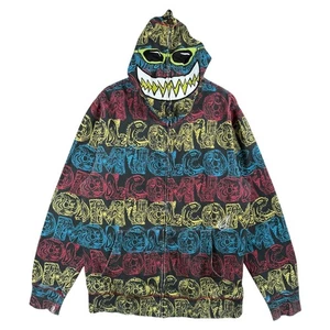 Vintage Volcom Full Zip Face Mask All Over Print Hoodie Multicolor Mens XL - Picture 1 of 7