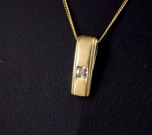 Anhänger Gold 585 14k Zirkonia Brillant Look mattiert - modern & funkelnd - Picture 1 of 8