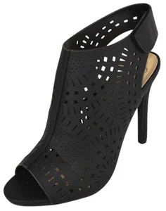 Delicious Women Stiletto High Heel Cutout Sandals Strap Booties ORIGIN Black - Picture 1 of 5