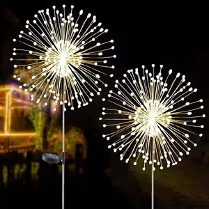 2PCS Solar Lights Outdoor Garden LED Solar Powered Firework Light Lamp DIY UK - Picture 1 of 14