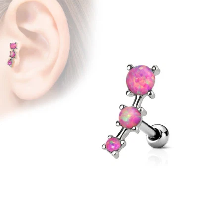 Barra de cartílago oreja centro ópalo sintético flor opalita 16 GA1/4" A187 Foto 1 de 2