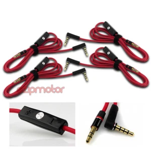 4PCS 4FT 3.5MM AUX REPLACEMENT AUDIO CABLE RED W/CONTROL TALK IPHONE 5 4S 4 IPOD - Picture 1 of 1
