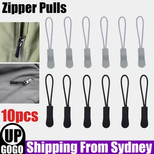 10x Zipper Pulls Zipper Pullers Replacement Broken Zip Cord Puller Black Color - Picture 1 of 12