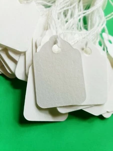 Blank White Price Tags Large Small Hang String Strung Jewelry Merchandise  - Picture 1 of 12