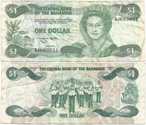 1984 EX-BRITISH The "BAHAMAS" Veteran "ONE DOLLAR NOTE" Central Bank of BAHAMAS - Picture 1 of 3