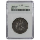 1839 Drapery Seated Liberty Half Dollar 45 Anacs Silver Sku:Ipc8454