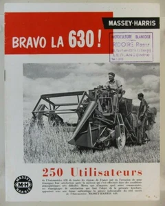 prospectus brochure Automotrice 630 Massey Harris Ferguson Moissonneuse tracteur - Picture 1 of 6