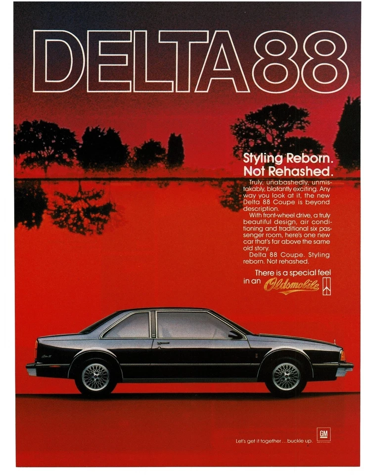1986 Oldsmobile DELTA 88 Black 2-door Coupe Vintage Ad  - Image 1 of 1