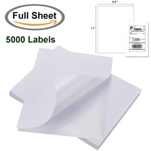 5000 etiquetas de envío de hoja completa 8,5"X11" autoadhesivas para impresora láser de inyección de tinta - Imagen 1 de 6