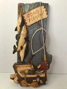 Vintage Home Interior "Gone Fishing" Wall Plaque - Picture 1 of 4