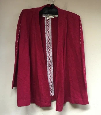 Cárdigan Aventura Mujer Mediano Algodón Orgánico Frente Abierto Delia Rojo Ligero Foto 1 de 4