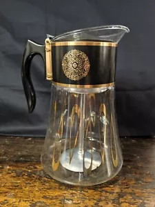 1960s Vintage David Douglas Black Gold Mid Century Atomic Coffee Tea Pot Carafe - Picture 1 of 15