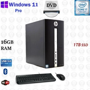 Computadora de escritorio HP MT i7-7700 Windows 11 Pro 1 TB SSD 16 GB RAM WiFi oficina 2024 - Imagen 1 de 4