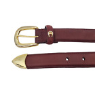 Etienne Aigner Leather Belt Women's Medium Burgundy Red Strap with Gold Buckle