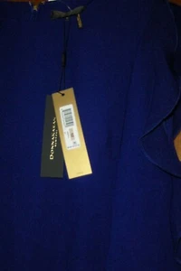 Nuovo con etichette $129: Donna Karan New York abito tubino spalle fredde con volant mirtillo 12 - Foto 1 di 6