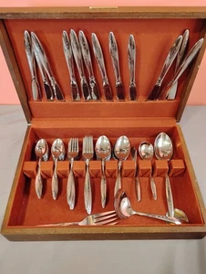 Vintage Gorham Stegor Star Spray Edelstahl Besteck 65 Teile Atomic Starburst - Bild 1 von 9