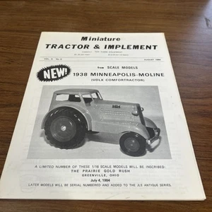 Miniature Tractor & Implement Magazine Aug 1984 1938 Minneapolis -Moline - Picture 1 of 7