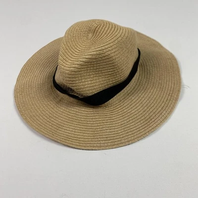 Sombrero Madewell ajustado al sol para mujer pequeño mediano tostado paja ala ancha banda negra playa Foto 1 de 4