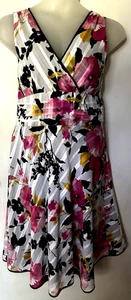 Neu mit Etikett $ 65 Fashion Bug Floral Fit Flare Plissee halbtransparent GEFÜTTERT Damenkleid 14 - Bild 1 von 2