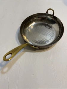 Hammered Copper Pan 6” Tin Lined 4” Brass Handle - Dash Of That - India - Picture 1 of 7