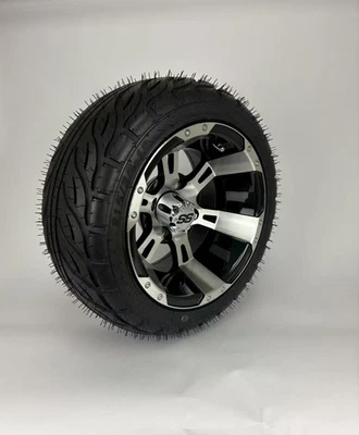 Set of 4 12" Black/ Machined Golf Cart Wheels & 215/35-12 Tires EZGO Yamaha Club Foto 1 de 3