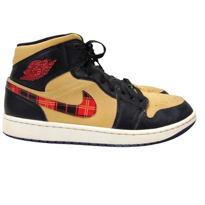 Nike Air Jordan 1 Mid Tartan Swoosh Cuadros Negro Tostado Rojo Para hombres 9.5 DZ5329-001 Foto 1 de 4