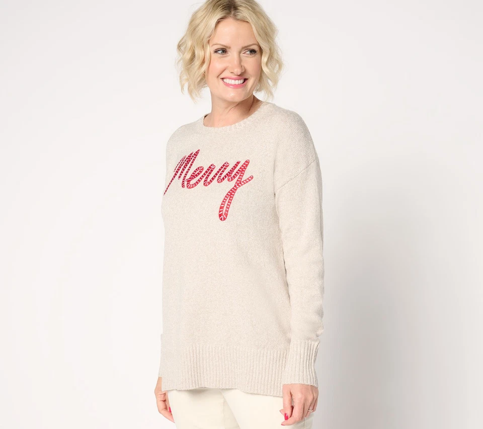 Suéter túnica Belle by Kim Gravel Let's Get Cozy Makin' Merry Utaupia L nuevo Foto 1 de 1