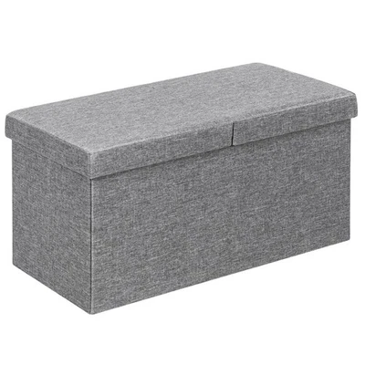 30" Folding Storage Ottoman W/Lift Top Bed End Bench 80L Capacity Light Grey - Image 1 of 4
