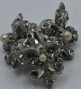 Bisutería vintage tono plata solapa imitación perla x3 - Imagen 1 de 5