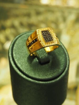 1.5CT Lab Created Black Onyx Men's Engagement Ring in 14k Yellow Gold Over 925 - Image 1 of 4