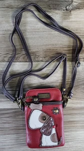 Chala Toffy Dog Puppy Cell Phone Crossbody Purse Bag Adjustable Strap Red Polyur - Picture 1 of 13