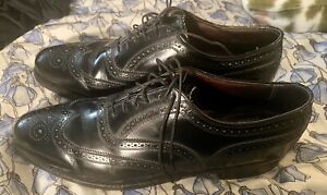 Vtg Florsheim Royal Imperial 96324 Wingtip Black Leather Shoes Brogue 10.5 C