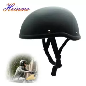 Medio casco de motocicleta negro calavera gorra sombrero para chopper bobber motociclista L XL - Imagen 1 de 7