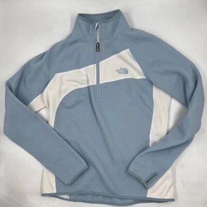 The Northface Womens 1/4 Zip Jacket Size M Blue Cotton Stretch Pullover Logo - Picture 1 of 9