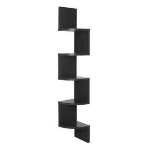 Estantería de Pared para Esquina 5 Baldas C/Negro Madera Zig-Zag Facil Montaje - Imagen 1 de 7