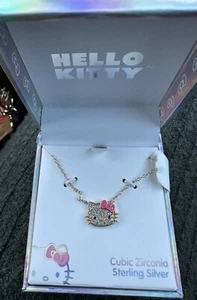 Hello Kitty Silver Cubic Zirconia Crystal Necklace - NWT - Box - Picture 1 of 2