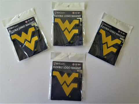 LOT OF FOUR (4) WEST VIRGINIA MOUNTAINEERS, FLEXIBLE MAGNETS FROM WINCRAFT Cover