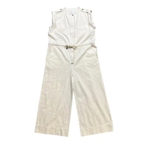 G. Label by Goop Jumpsuit Womens 12 Sand Huntington Linen Blend Utility Wide Leg - Picture 1 of 14