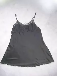 DEBENHAMS BLACK SATIN&LACE TRIM CHEMISE NIGHTDRESS UK 20 BNWT - Picture 1 of 7