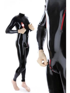 Latex Rubber Catsuit Wetlook schwarz Sport Overall Body Rear Zip 0,4mm S-XXL - Bild 1 von 2