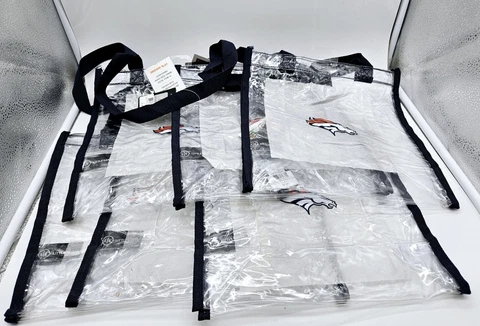 Denver Broncos Vinyl Bag Tote 12" Lot of 6 Clear See Through New with Tags Cover