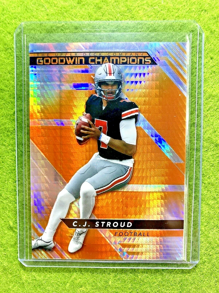 CJ Stroud ORANGE PRIZM #/499 ROOKIE CARD Jersey #7 OSU 2022 Upper Deck RC TEXANS - Image 1 of 4