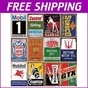12-Piece Retro Tin Sign Set - 8x12 Inch Vintage Wall Art for Home or Garage - Picture 1 of 11