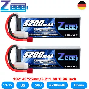 2x Zeee 11,1V 3S Lipo Akku T Stecker 5200mAh 50C für RC Flugzeug Auto Boot Heli - Bild 1 von 8