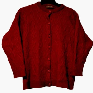 MP Merino Possum Strickjacke Pullover dunkelrot Rauten Damen L kuschelig weich Fehler - Bild 1 von 10