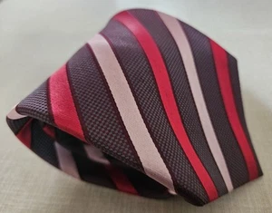 Corbata de seda a rayas caramelo rojo, gris y rosa F&F - Imagen 1 de 6