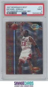 1997-98 Bowman's Best Techniques Atomic Ref. Michael Jordan PSA 9 #T2 Chicago - Picture 1 of 3