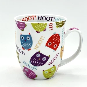 HOOT HOOT! Owls By Creative Tops White Colorful Ceramic Coffee Mug 16 oz EUC - Picture 1 of 12