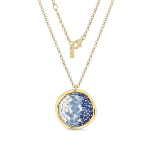 Collana disco in argento dorato con zirconi bianchi azzurri Sogni CL126GBL - Picture 1 of 4